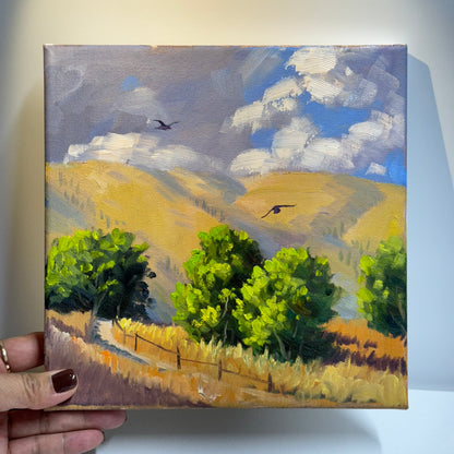 8"x8" Original Kelowna Landscape Oil Painting- Nature Art for Home Decor | Unique Gift, Scenic Artwork, Hand-Painted Wall Art, Serene Views