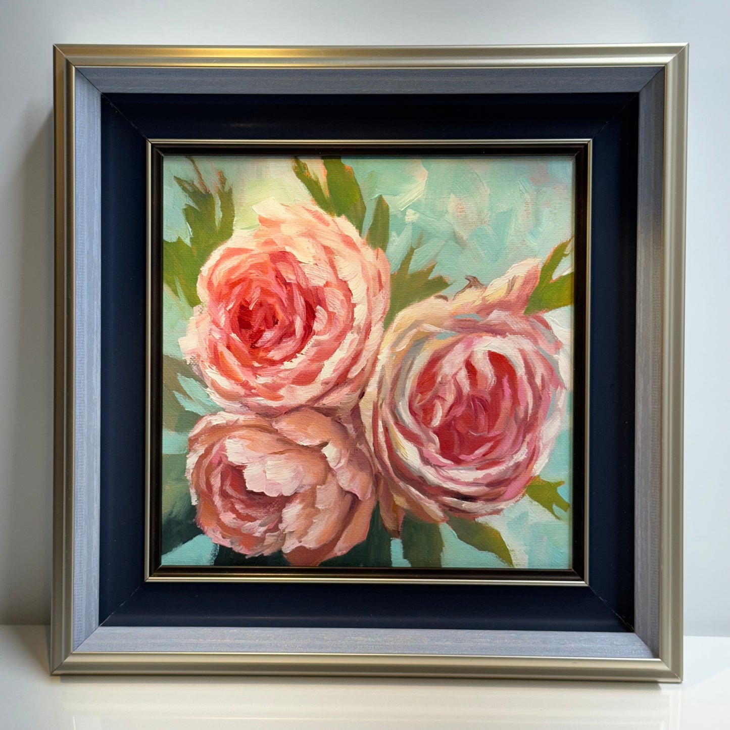 8"x8" Peony hand painted Oil Painting Original Artwork, Floral Canvas wall Art for Home Decor