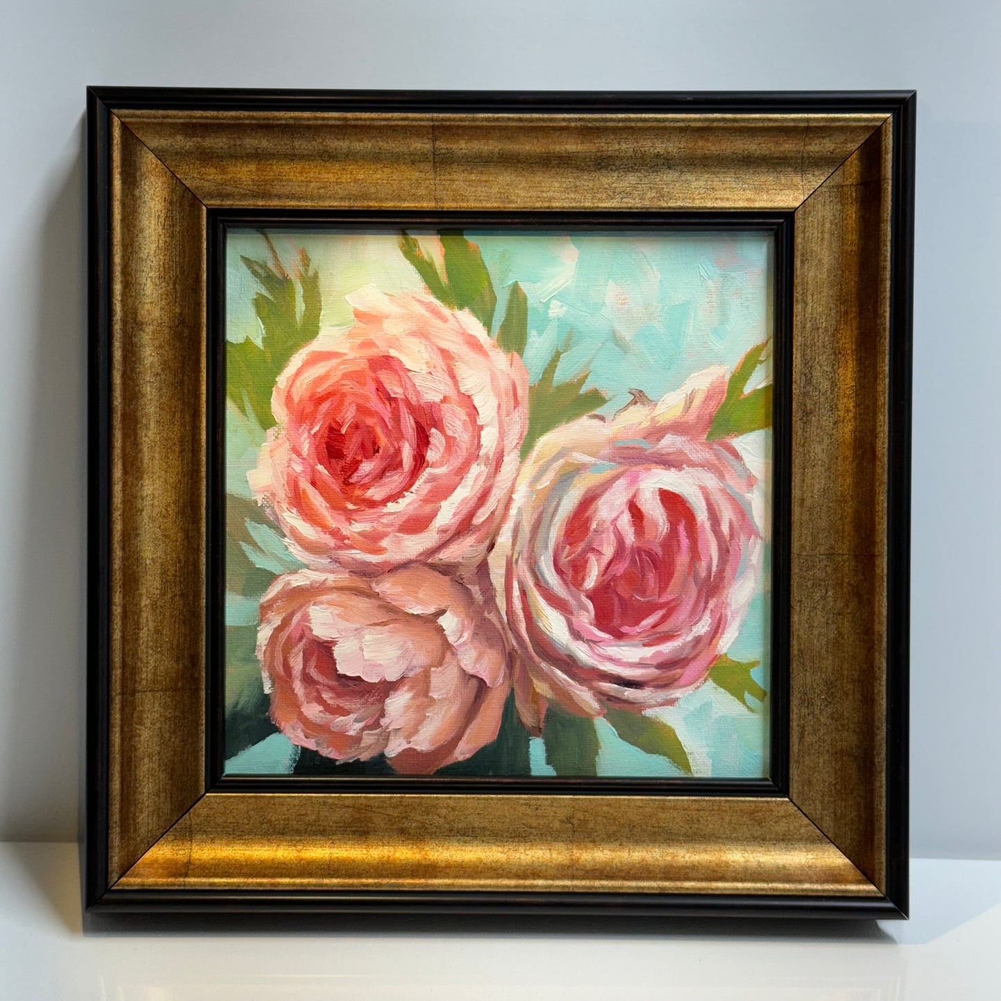 8"x8" Peony hand painted Oil Painting Original Artwork, Floral Canvas wall Art for Home Decor