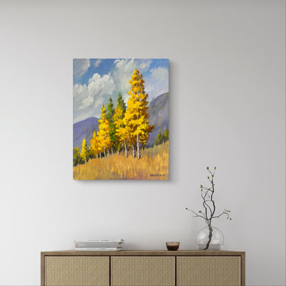 11"x14" Whispers of Autumn: Aspen Serenity Aspen trees Autumn landscape original Oil painting