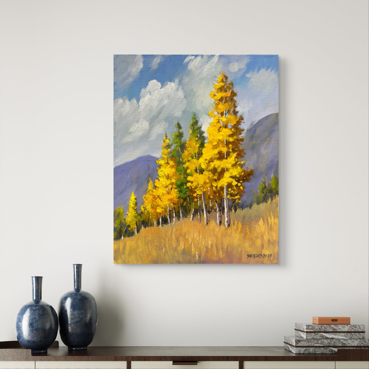 11"x14" Whispers of Autumn: Aspen Serenity Aspen trees Autumn landscape original Oil painting