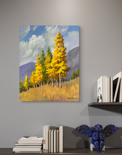 11"x14" Whispers of Autumn: Aspen Serenity Aspen trees Autumn landscape original Oil painting