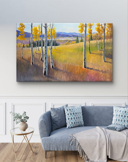 30"x48" Autumn Splendor: Aspen Grove Kidd lake original landscape oil painting wall art