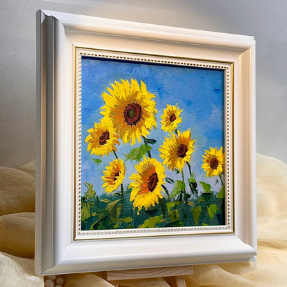 6"x6" Sunflower original oil painting on stretched Canvas/wall art decor /Perfect gift for girl friend