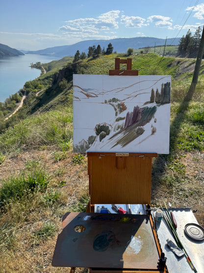 "Carved by Time –  Kalamalka Lake Hillside View" – Amazing Vertical Rock Formations- 20" x 16"
