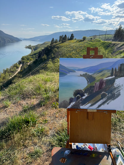 "Carved by Time –  Kalamalka Lake Hillside View" – Amazing Vertical Rock Formations- 20" x 16"