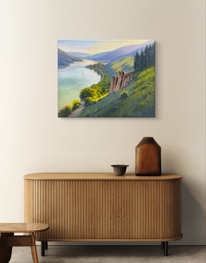 "Carved by Time –  Kalamalka Lake Hillside View" – Amazing Vertical Rock Formations- 20" x 16"