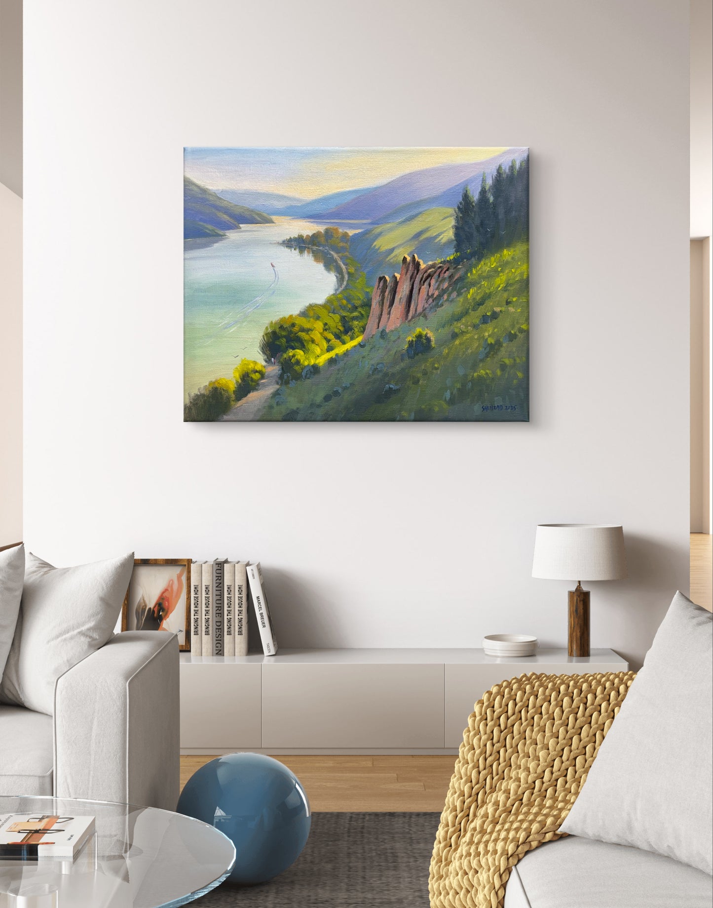 "Carved by Time –  Kalamalka Lake Hillside View" – Amazing Vertical Rock Formations- 20" x 16"