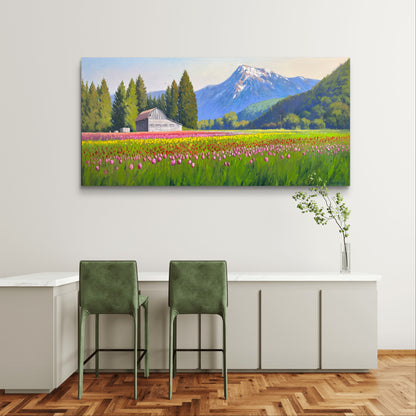 The Colors of Harrison Tulip Festival”  Oil painting 4x2 Ft -Gallery Quality Canvas