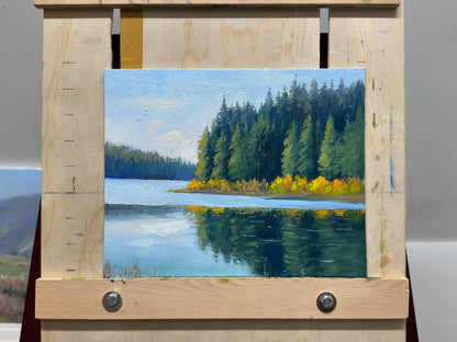 Beautiful Lake Oil painting- 10x8 inch Canvas Panel- Lake Alleyne British Columbia