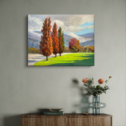 11"x14" red trees Fall color Autumn landscape original Oil painting home decor perfect gift