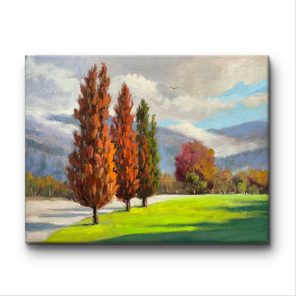 11"x14" red trees Fall color Autumn landscape original Oil painting home decor perfect gift