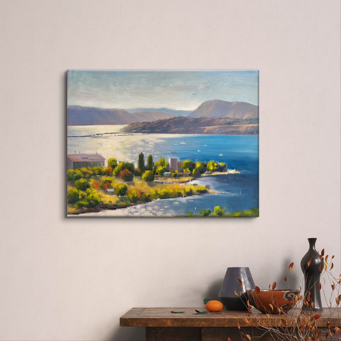 11"x14"Okanagan lake landscape hand painted original oil painting on canvas without framewall home decor