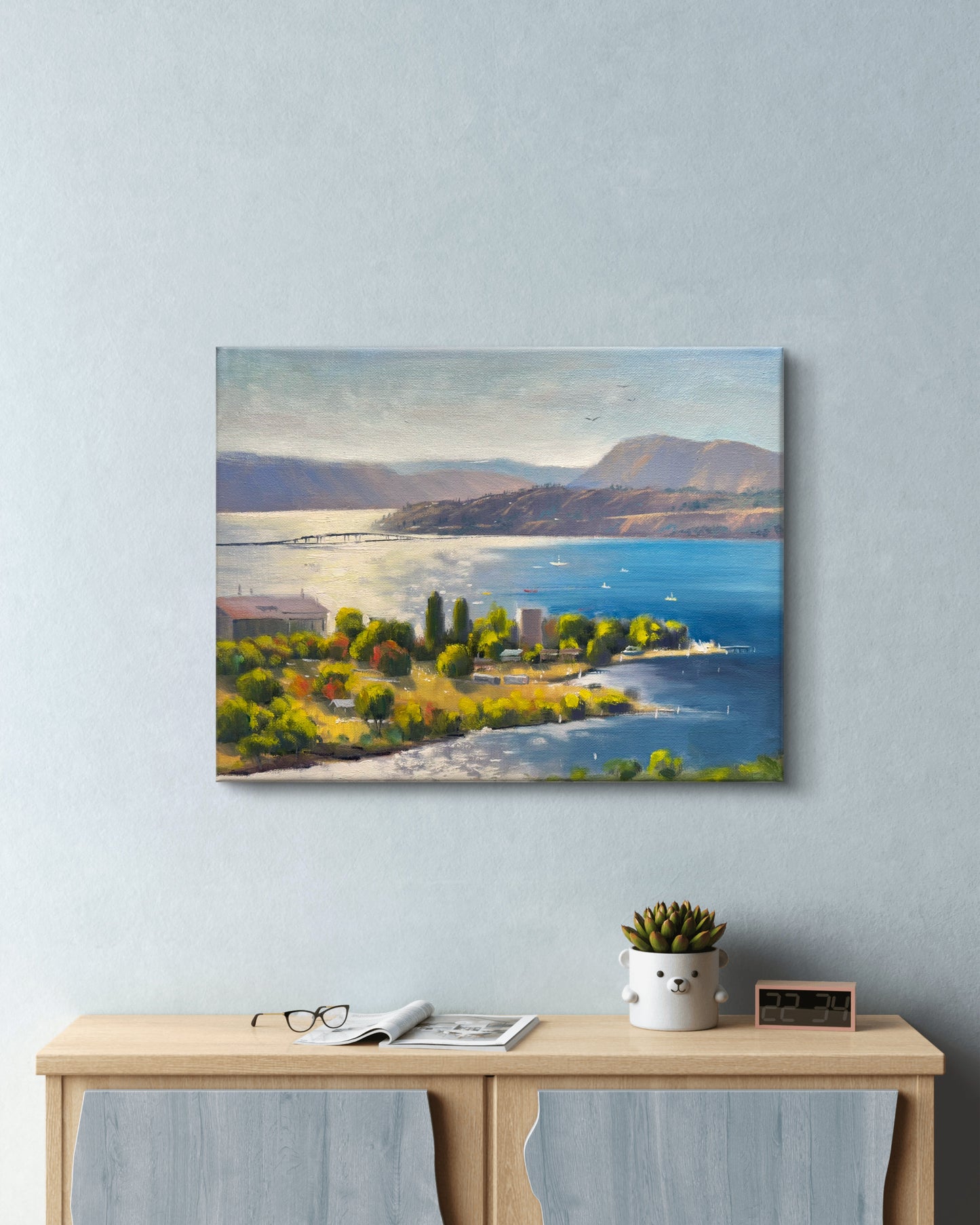 11"x14"Okanagan lake landscape hand painted original oil painting on canvas without framewall home decor