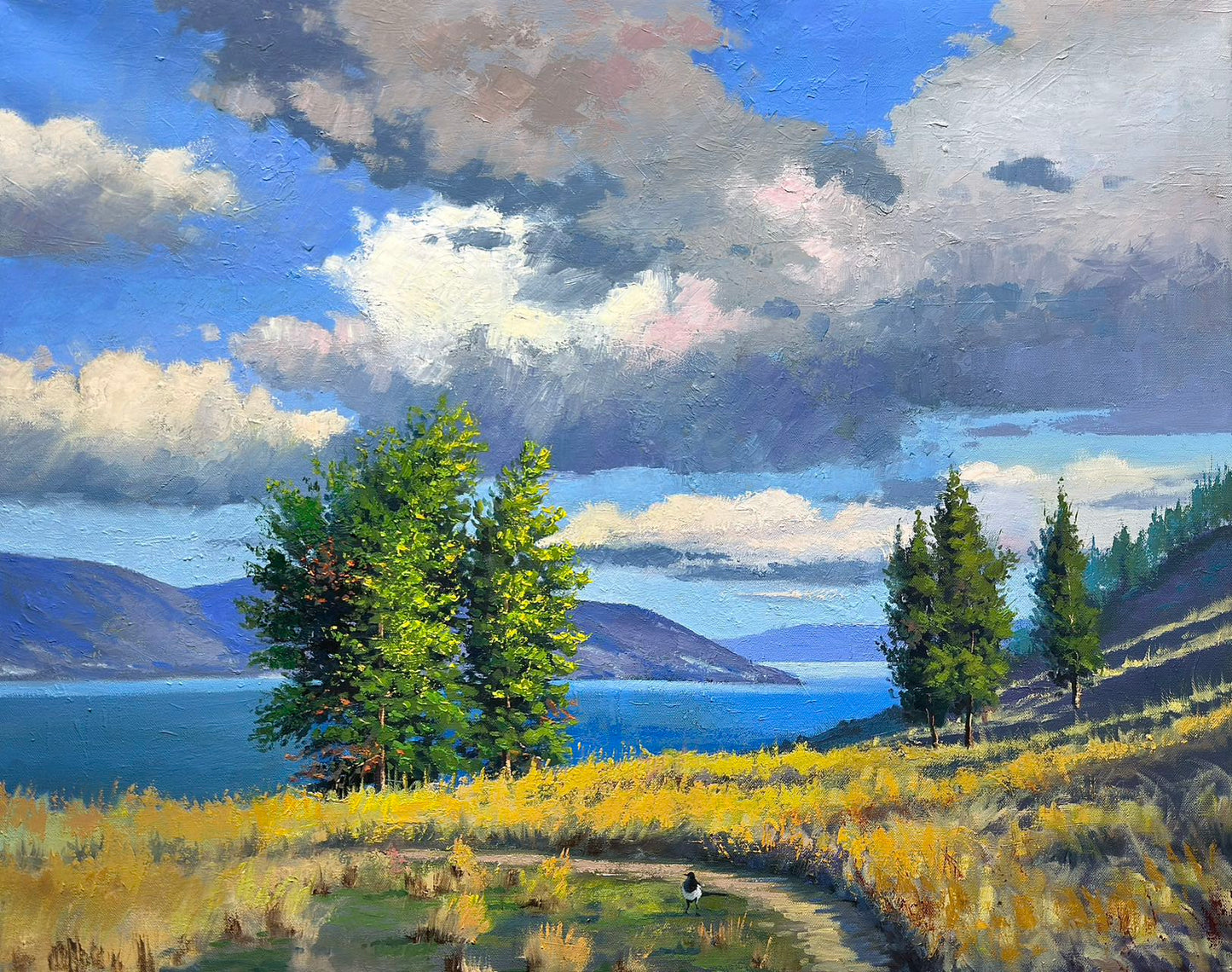 24"x30" Kelowna Knox mountain original landscape oil painting on stretched canvas