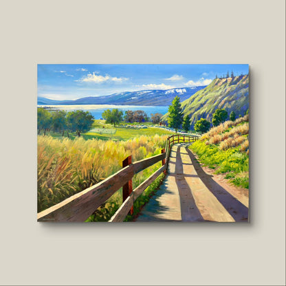 30'x40" kelowna Knox mountain Okanagan lake landscape original oil painting on canvas