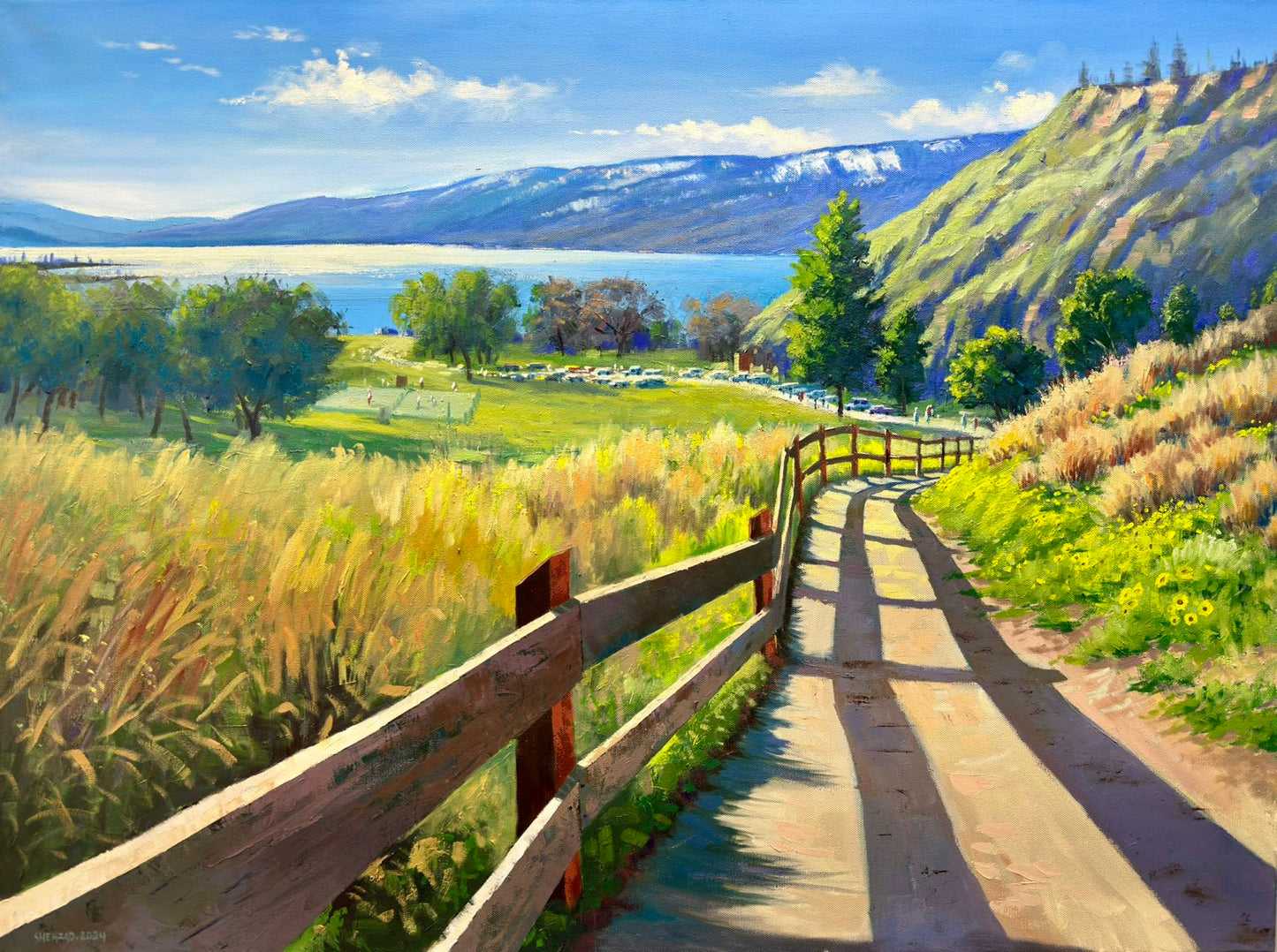 30'x40" kelowna Knox mountain Okanagan lake landscape original oil painting on canvas