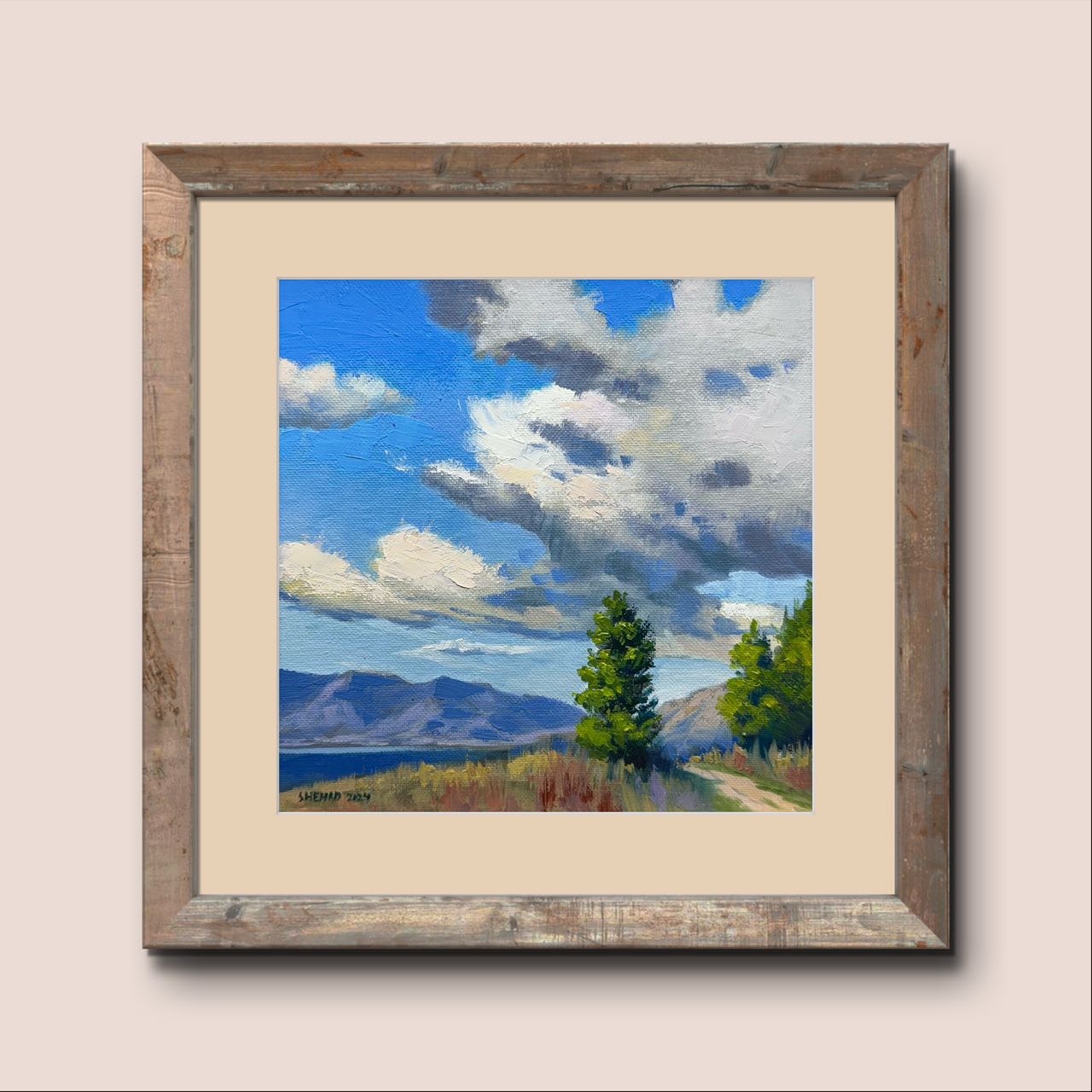 6'x6" Knox mountain okanagan lake, Kelowna landscape original oil painting on canvas panel