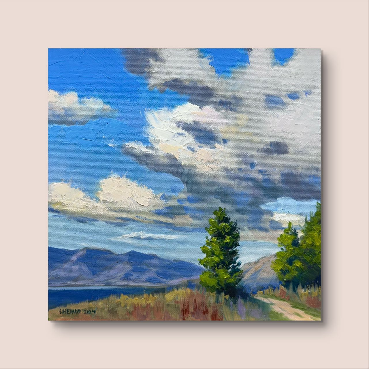 6'x6" Knox mountain okanagan lake, Kelowna landscape original oil painting on canvas panel