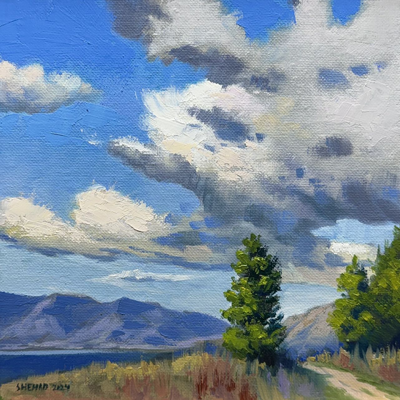 6'x6" Knox mountain okanagan lake, Kelowna landscape original oil painting on canvas panel