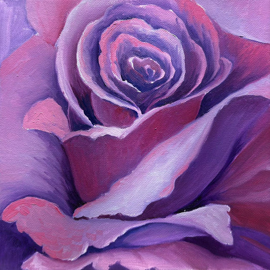 8"x8" Purple Rose original oil painting on stretched Canvas/ perfect gift for Mother's day