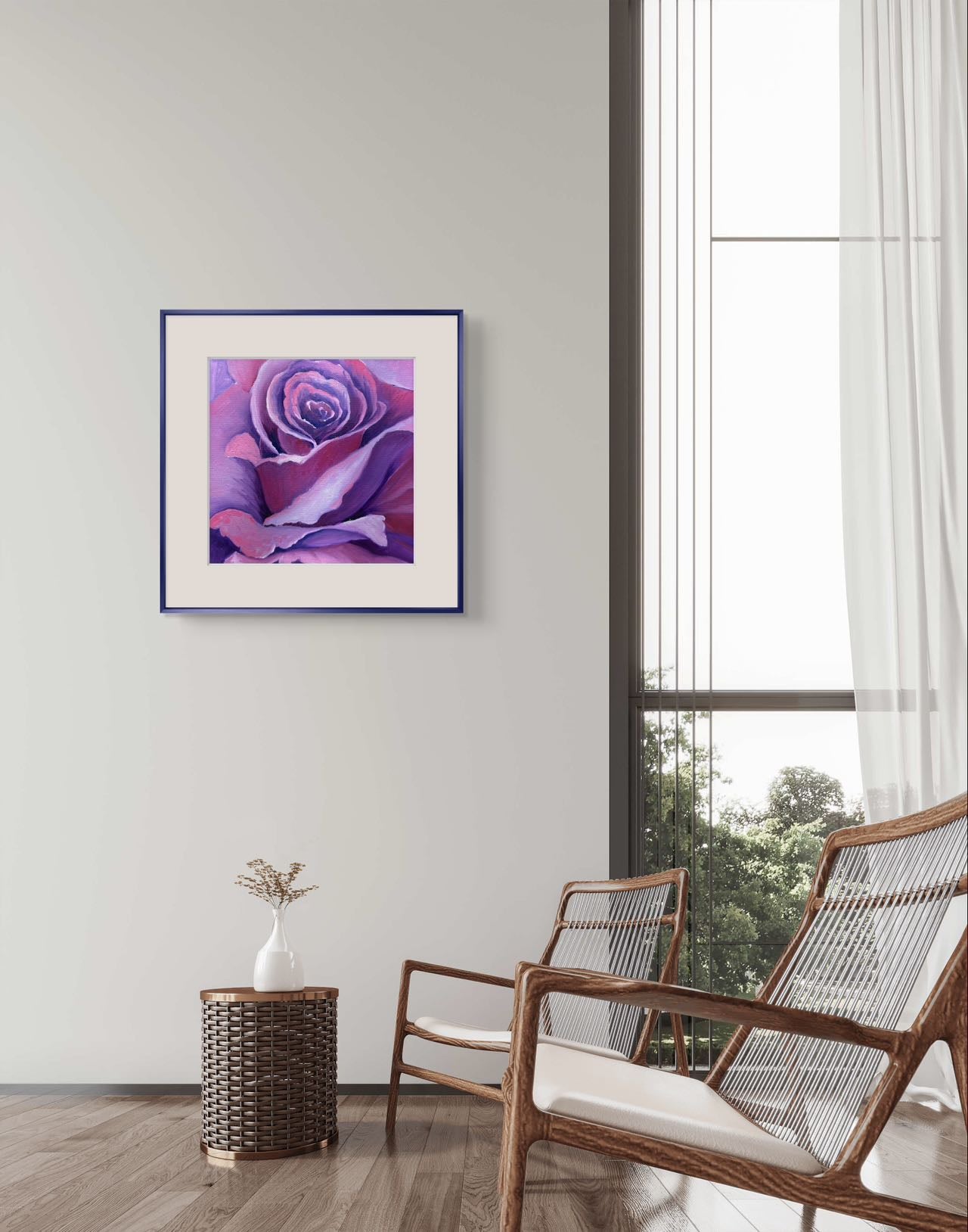 8"x8" Purple Rose original oil painting on stretched Canvas/ perfect gift for Mother's day