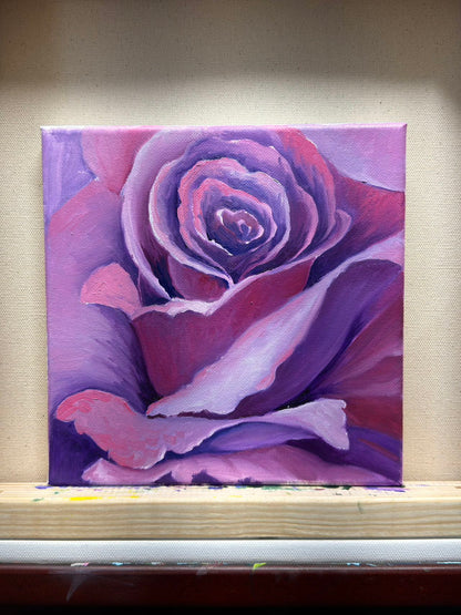 8"x8" Purple Rose original oil painting on stretched Canvas/ perfect gift for Mother's day