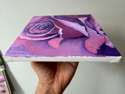 8"x8" Purple Rose original oil painting on stretched Canvas/ perfect gift for Mother's day