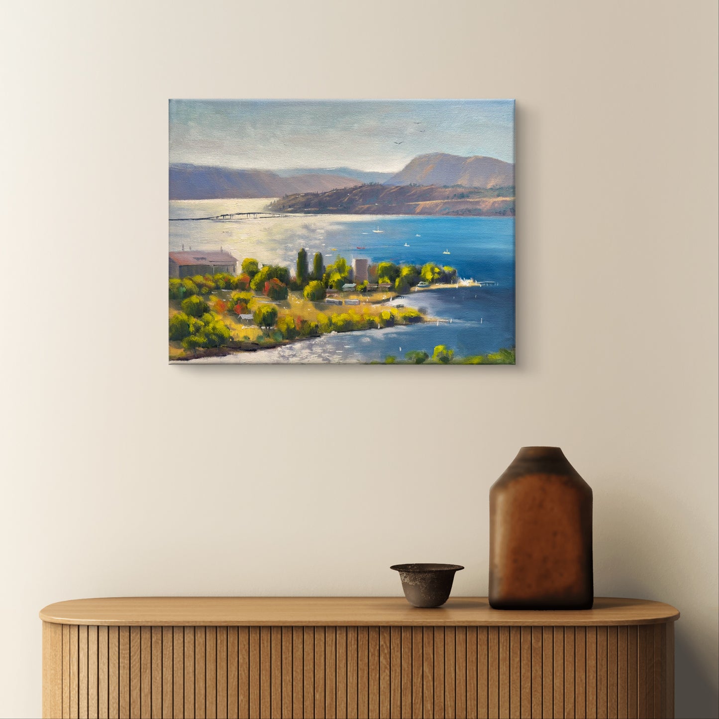 11"x14"Okanagan lake landscape hand painted original oil painting on canvas without framewall home decor