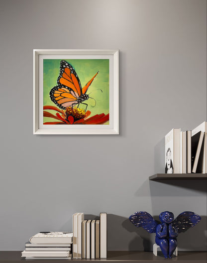 8"x8" Butterfly art Original handmade oil painting art on Stretched Canvas wall art