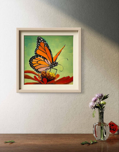 8"x8" Butterfly art Original handmade oil painting art on Stretched Canvas wall art