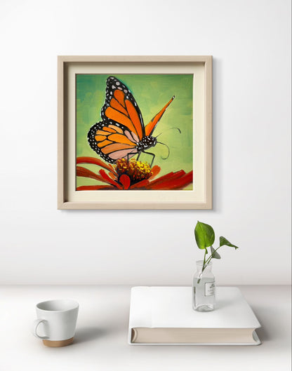 8"x8" Butterfly art Original handmade oil painting art on Stretched Canvas wall art