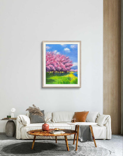 16"x20" Cherry blossoms Original handmade oil painting art on Stretched Canvas