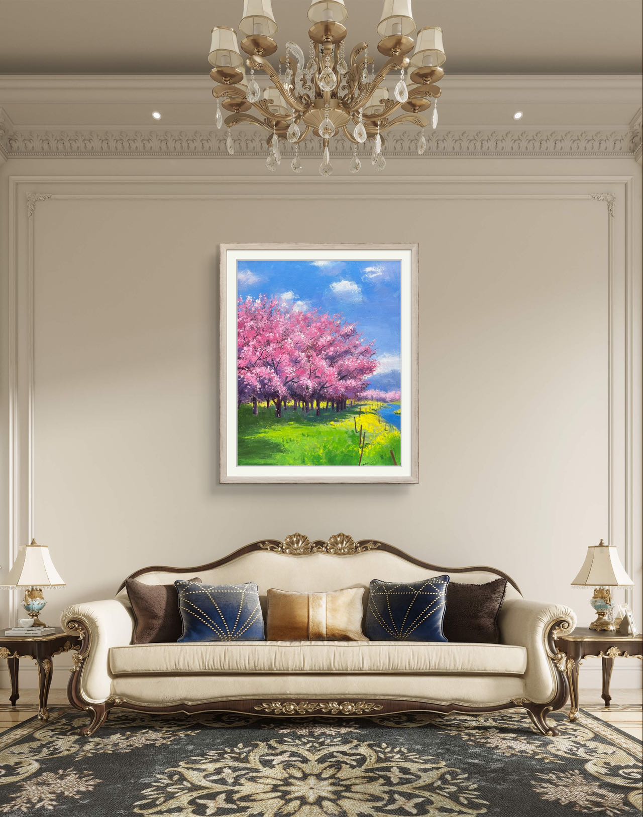 16"x20" Cherry blossoms Original handmade oil painting art on Stretched Canvas