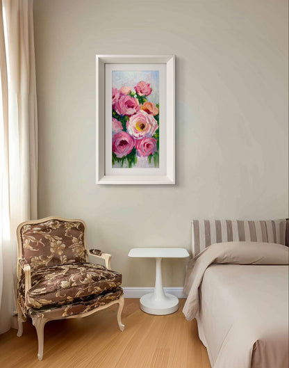 10'x20"Handmade original roses oil painting on canvas wall art living room decor