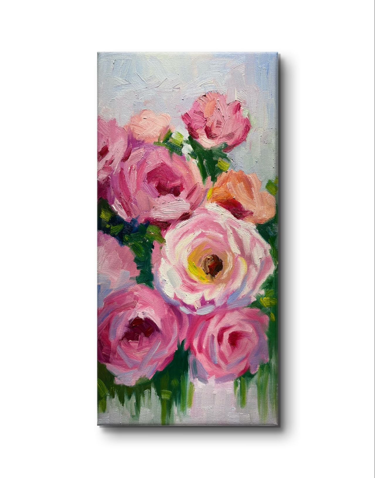 10'x20"Handmade original roses oil painting on canvas wall art living room decor