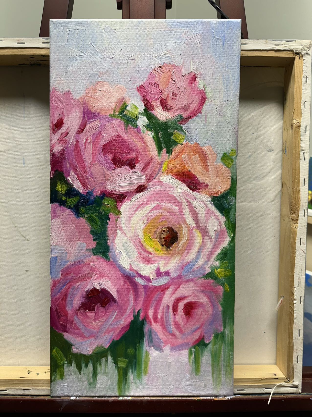 10'x20"Handmade original roses oil painting on canvas wall art living room decor