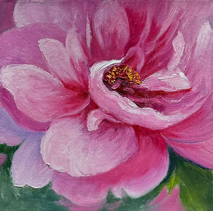 8"x8" Pink flower original oil painting on stretched Canvas/wall art decor