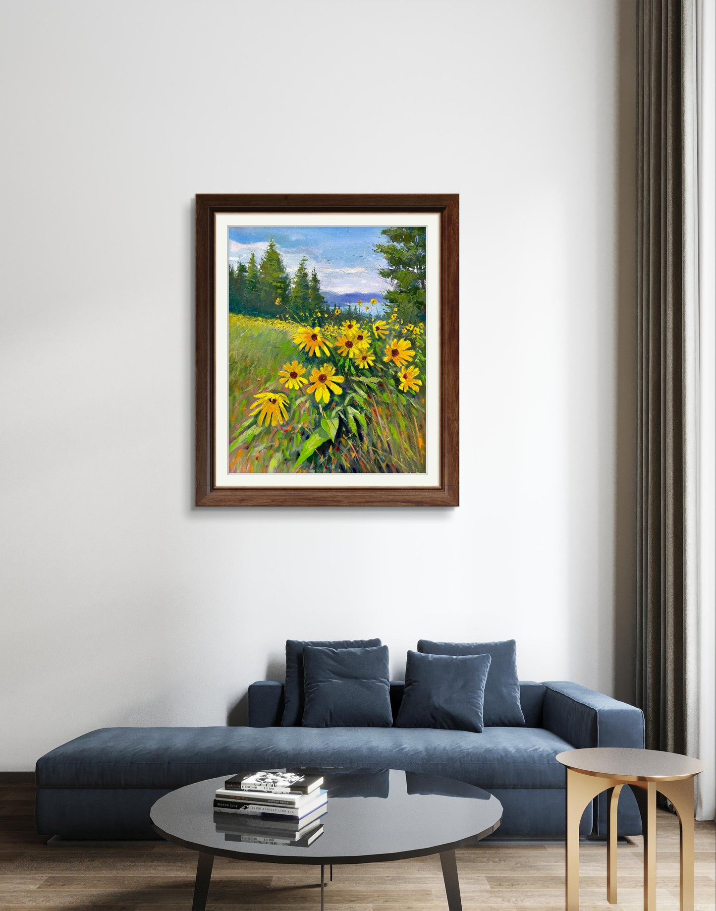 16x20" Wild yellow flowers at Knox mountain in Kelowna,BC, Canada, Original landscape oil painting art on Stretched Canvas