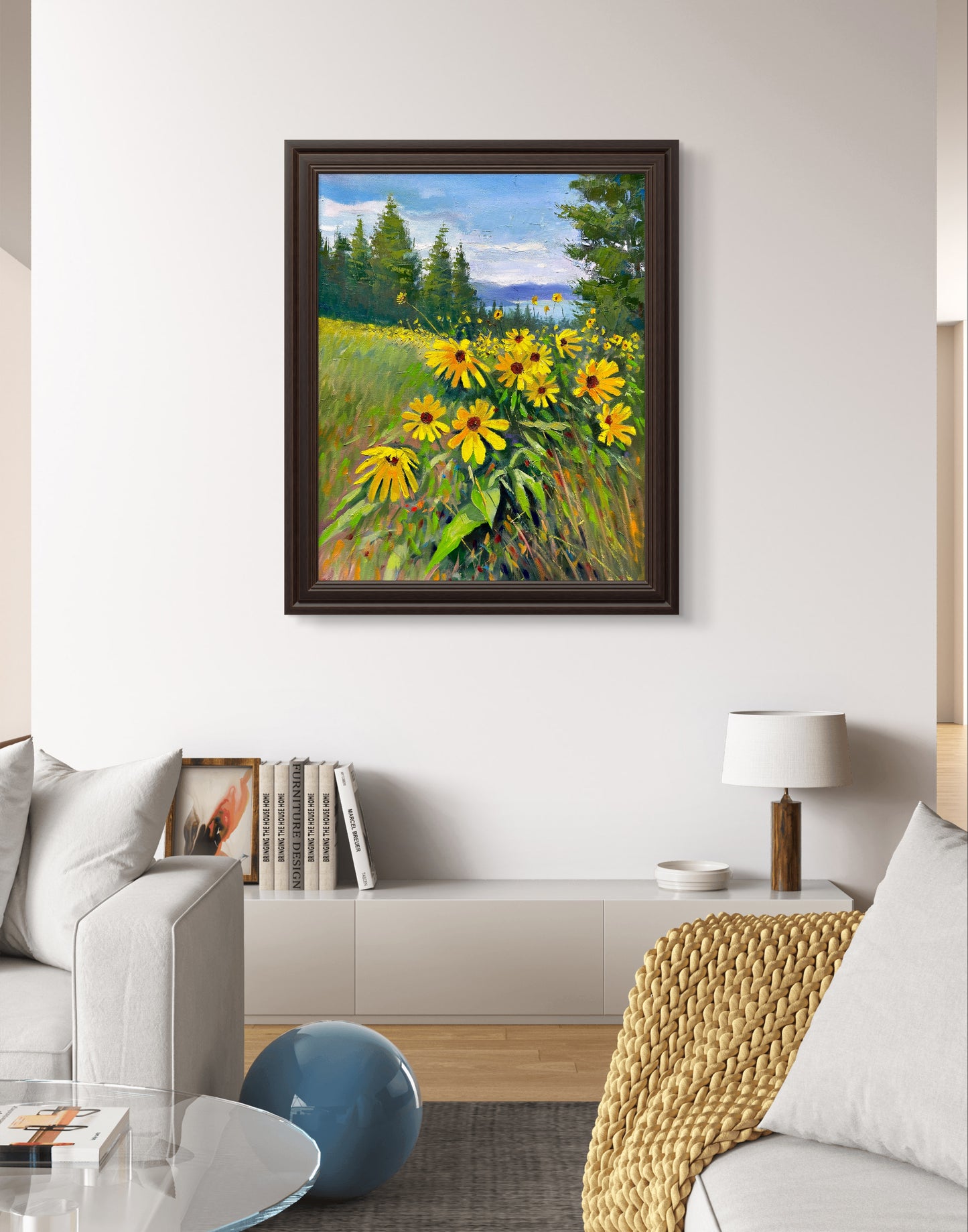 16x20" Arrowleaf Kelowna's official flowers at Knox mountain in Kelowna,BC, Canada, Original landscape oil painting art on Stretched Canvas