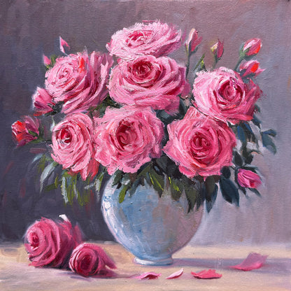 Pink Rose original oil painting on stretched Canvas/wall art decor /perfect gift for Mom, girl friend