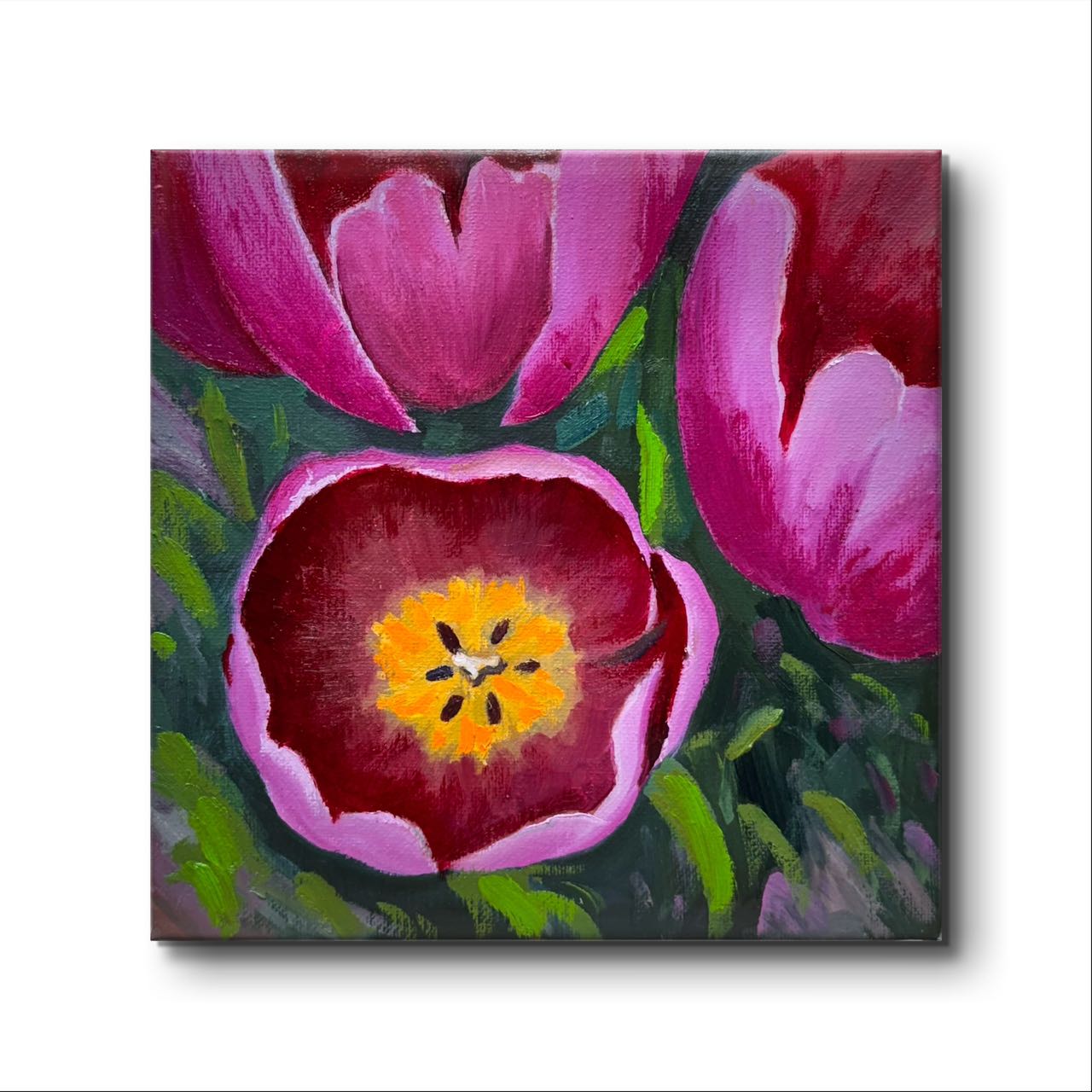 8"x8" blossom flower original oil painting on stretched Canvas/wall art decor