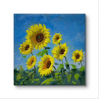 6"x6" Sunflower original oil painting on stretched Canvas/wall art decor /Perfect gift for girl friend