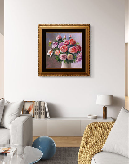 Pink Roses original oil painting on stretched Canvas/wall art decor /perfect gift for Mom, girl friend