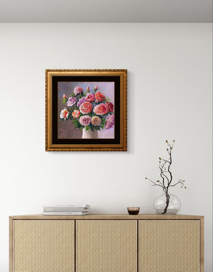 Pink Roses original oil painting on stretched Canvas/wall art decor /perfect gift for Mom, girl friend