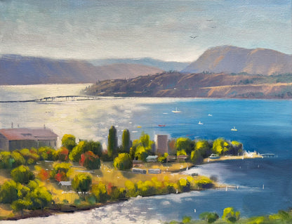 11"x14"Okanagan lake landscape hand painted original oil painting on canvas without framewall home decor