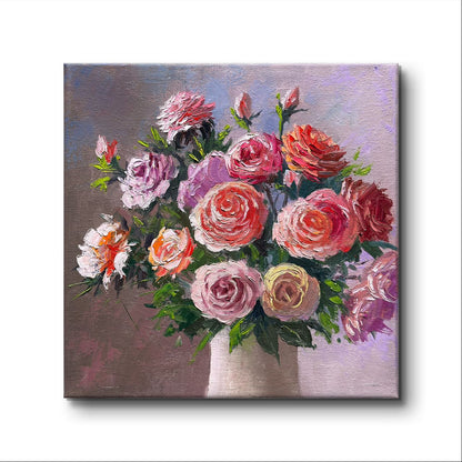 Pink Roses original oil painting on stretched Canvas/wall art decor /perfect gift for Mom, girl friend