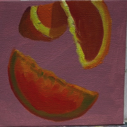 4"x4" orange fruit original small oil painting Kitchen decor wall art Still Life