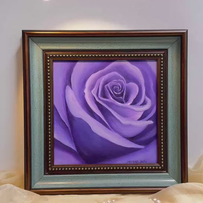 8"x8" Mystical Blue Roses: Original Oil Painting - Floral Art for Home Decor | Unique Gift, Nature Artwork, Hand-Painted Wall Art, Tranquil Decor, Impressionistic Art