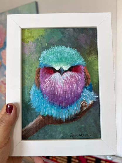 5"x7" Baby bird Original custom oil painting on Canvas panel wall art perfect gift for birds lover (Copy)